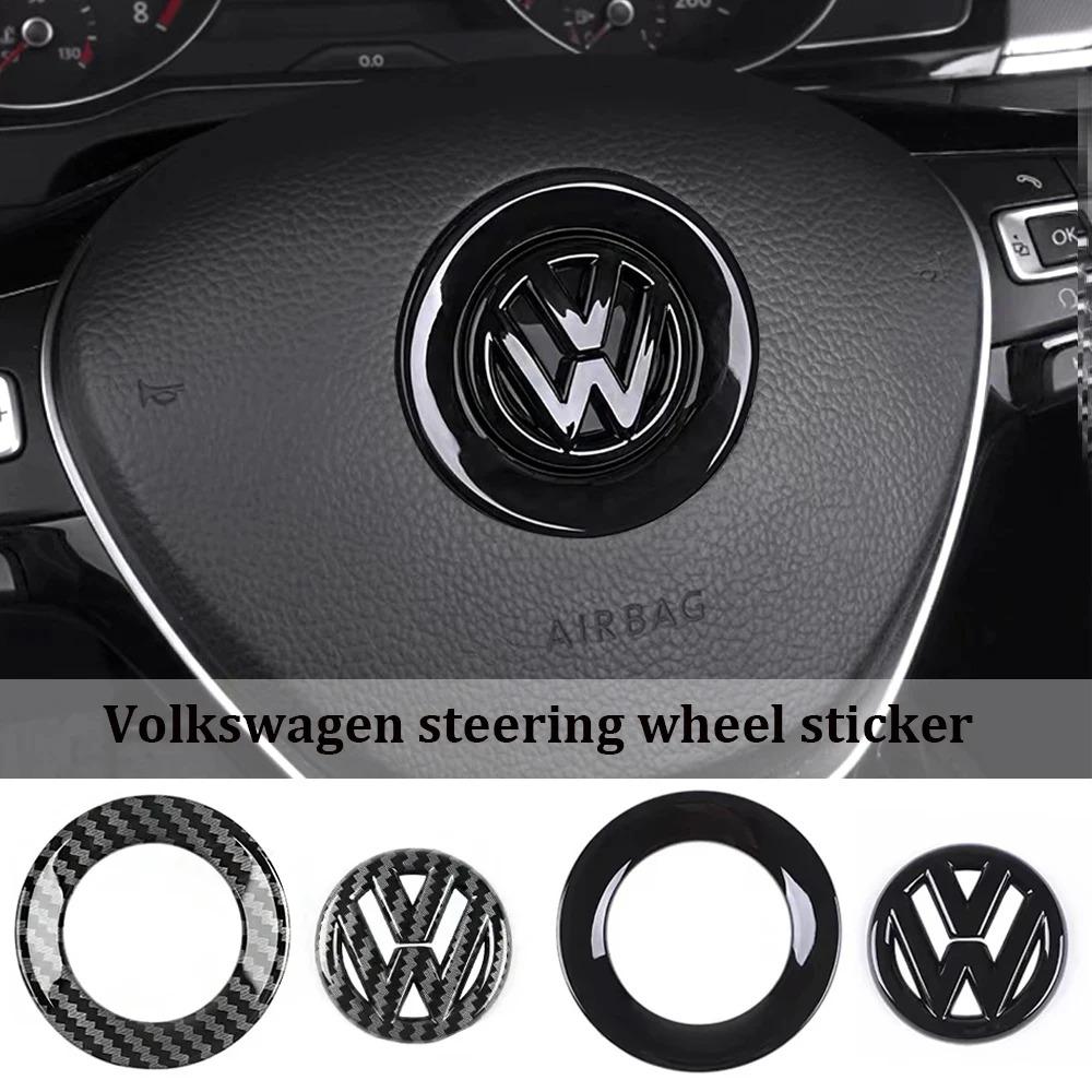ABS Carbon Fiber Pattern Car Logo Steering Wheel Sticker Badge For VW GTI Passat B6 Golf 4 5 7 Polo Jetta Caddy Beetle Tiguan CC