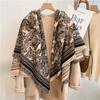 122*128cm Oversized  Imitation Cashmere Wrap with Tassels, Floral Travel Blanket Cape Pashmina Shawl for Women, Versatile scarf