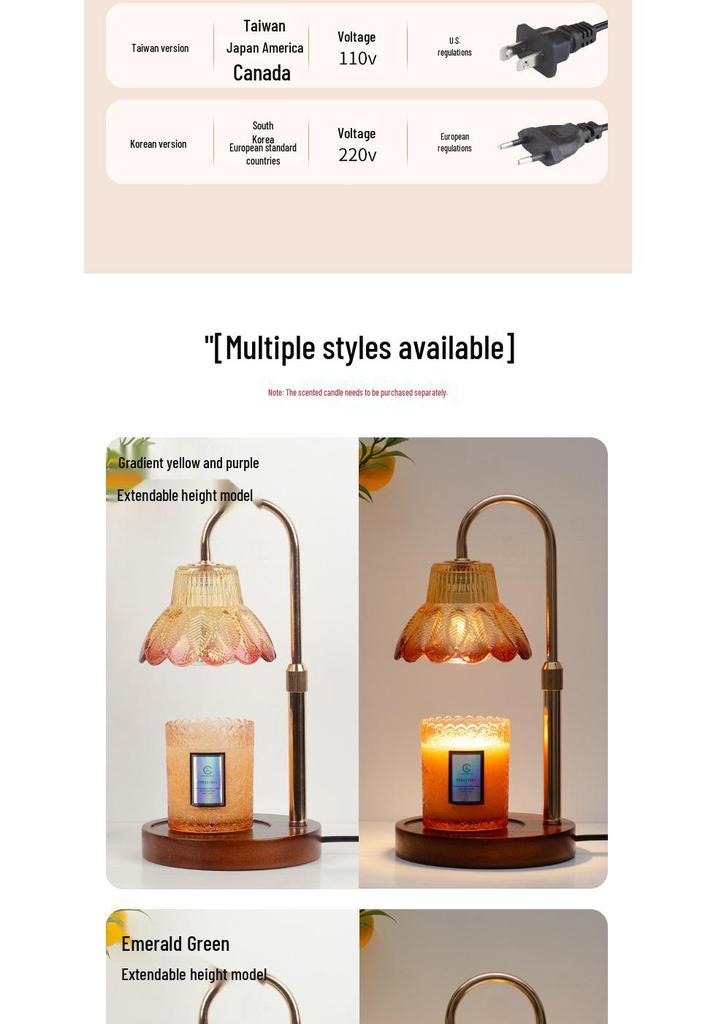 Retro Glas Aromatherapie Wachsschmelzlampe - Flammlose Duftende Schlafzimmer Nachtlicht Schreibtisch Dekoration