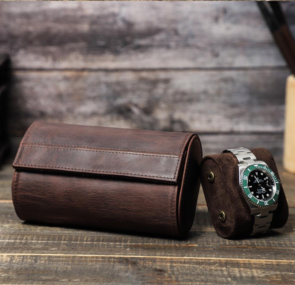 Retro Leather Travel Watch Box - Drop-Proof, Portable Storage for Mechanical Watches