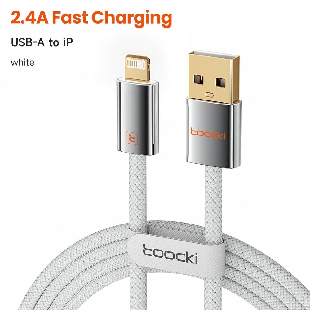 TOOCKI TX110A1 1m 12W Mini Zinc Alloy USB-A To iP Cable 480Mbps Data Transfer Cable with Smart Chip
