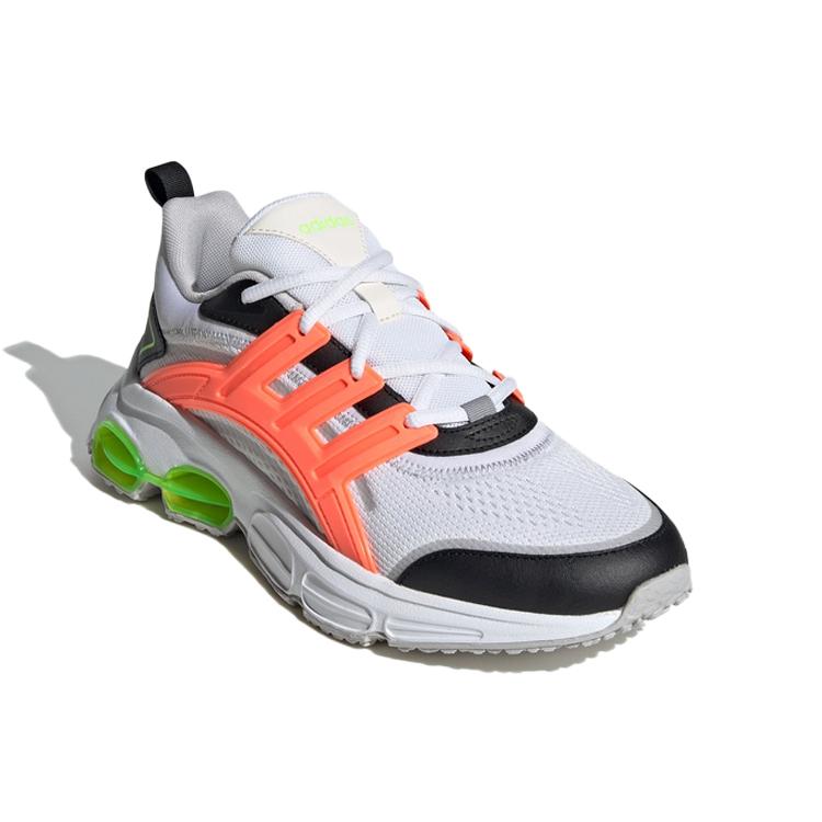 adidas Neo Quadcube CC Fabric Slip Resistant Low Top Marathon Running Shoes Women's White Orange Green FW7180