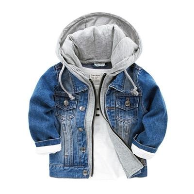 Ropa para niños Chaqueta vaquera suave lavada para niño Moda superior con capucha