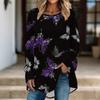 Women Long Sleeve Tunic Top Print Crew Neck Loose Fit Blouse With Pockets Casual Daily Wear Ladies Tops