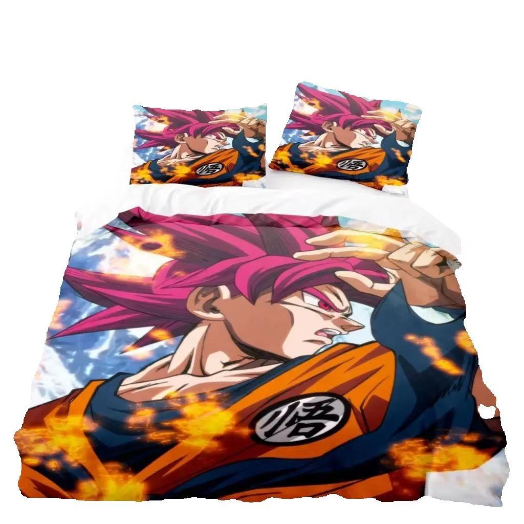 Japanese Anime Dragon Ball Bedding Set Goku Duvet Cover Comforter Bedclothes Single Twin Full Queen Size 3D Kids Adult Boys Gift