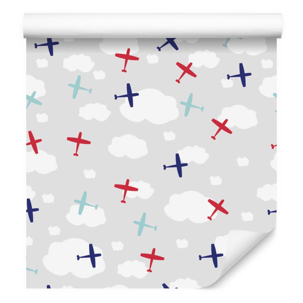 Wallpaper Colorful airplanes in the clouds for living room and bedroom 50x1000