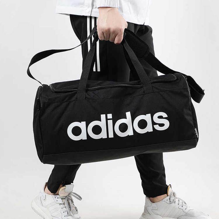 adidas Linear Duffel Bag With Zipper And Buckle Recycled Material Unisex Sports Bag Black FL3651