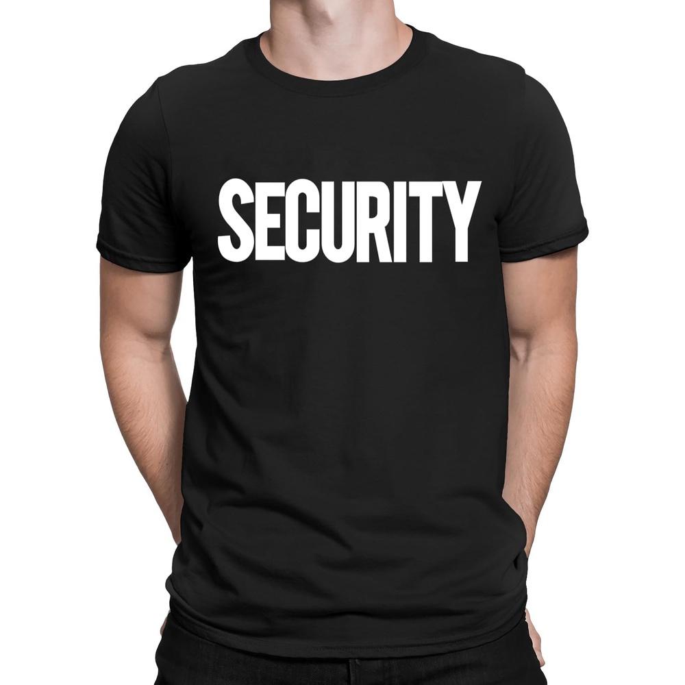 NYC FACTORY Security T-Shirt Front Back Print Mens Tee Staff Event Uniform Bouncer Screen Printed S чёрный