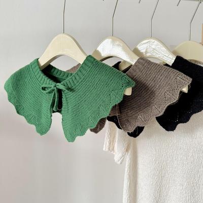 Decoration O-Neck Fake Collars Solid Color Laced Up Faux Collar Knitted False Collar