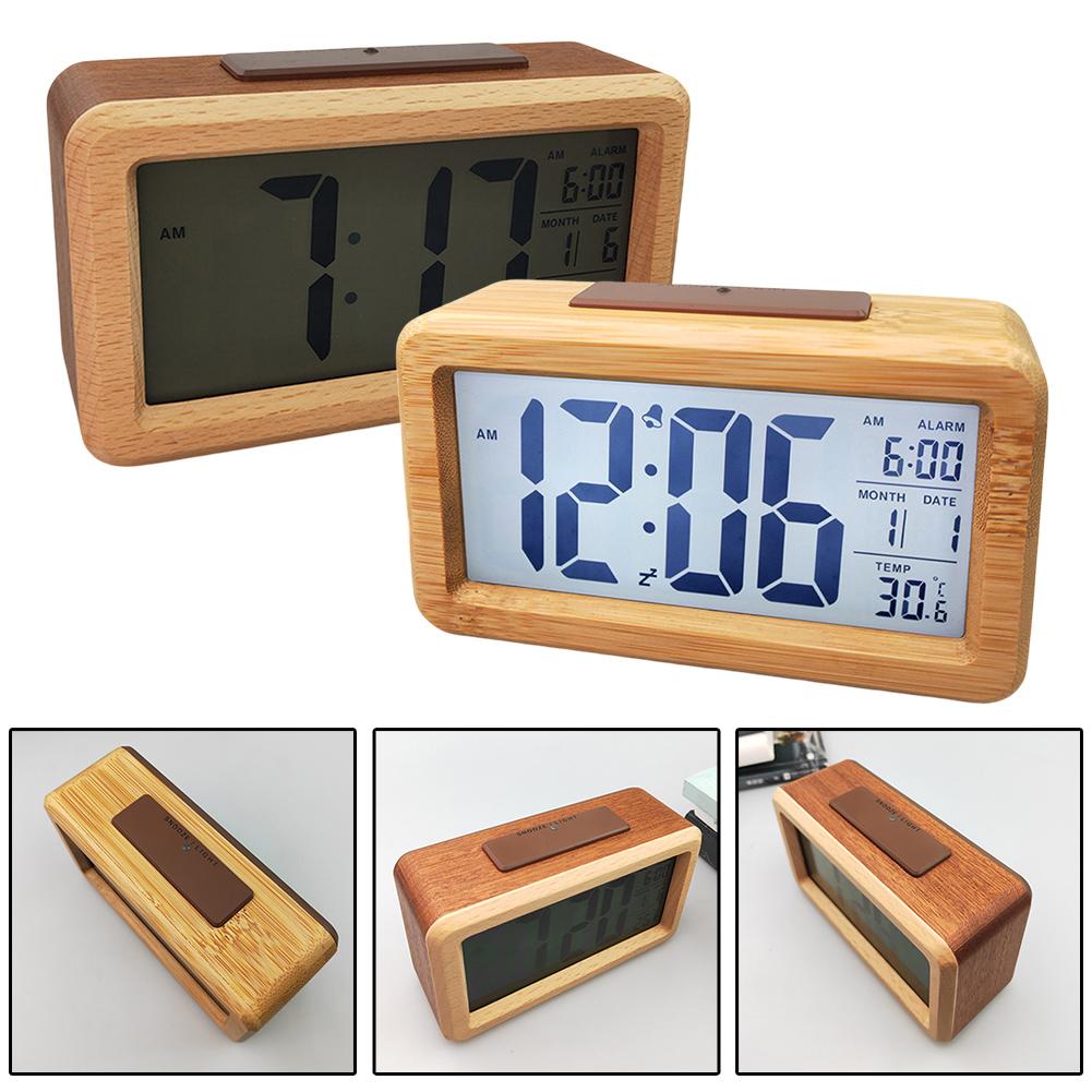 Light-Sensitive Clock Wooden Alarm Clock User-friendly