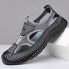 Sandals Men's Summer New Leather Mesh Breathable Hole Shoes Driving Outdoor Casual Wading Shoes Beach Shoes