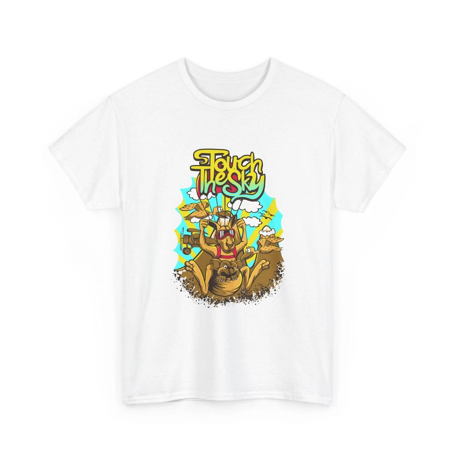 

Touch The Sky T-Shirt | Cartoon Kangaroo with Sunglasses Graphic, Fun Shirt XL