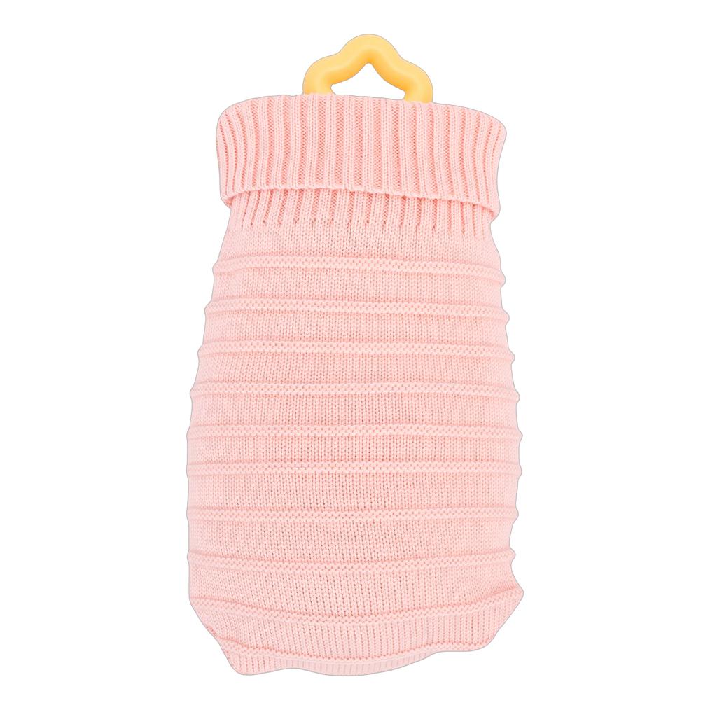 Silicone Hot Water Bottle 300ml   Proof Cartoon   Hot Water Bag with Knit Cover for Winter Pink