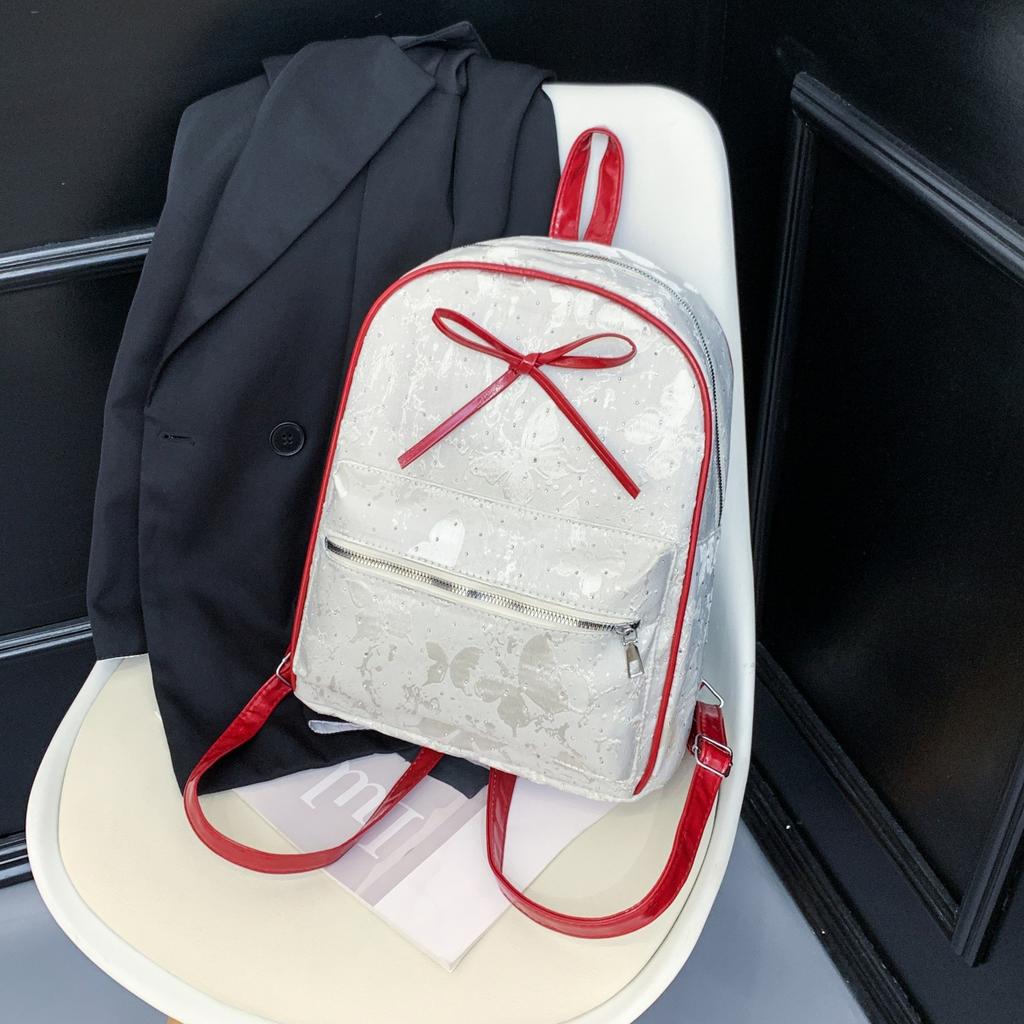 Schoolbag Korean Version of College Style Women's Shoulder Bag 1011 New Summer Fashion Bow Small Backpack Shopping Commuter Bag