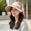 Polyester Wide Brim Sun Cap Portable Women Sunshade Hat Contrast Color Visor Cap  Beach