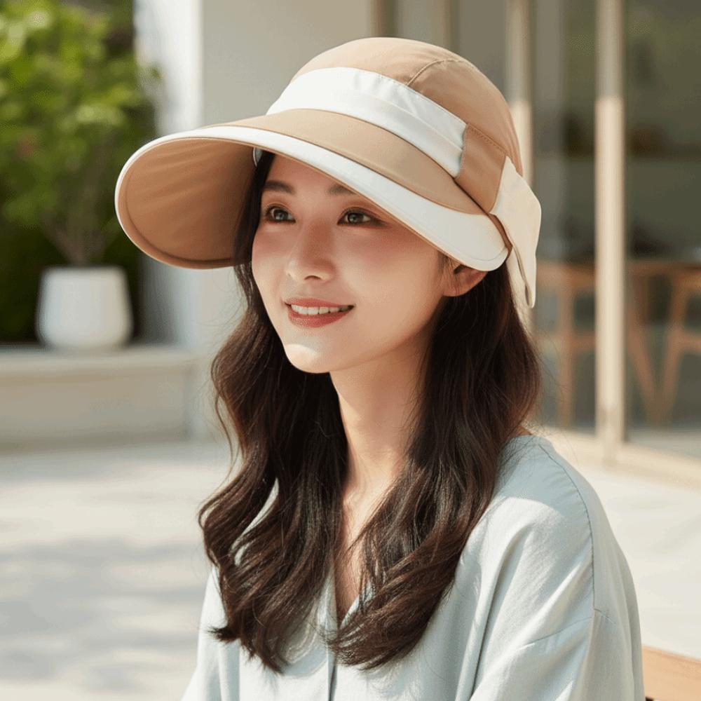 Portable Contrast Color Visor Cap Breathable Sunscreen Empty Top Hat Travel / Outdoor