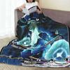 Coperta in flanella con motivo Pokémon Anime Card Lucario, copriletto per divano letto, ideale per l'arredamento di casa, tendenza street.