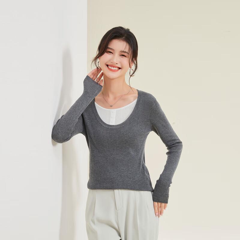Jinjuan Silk Cashmere Blend Faux Two-Piece Knit Sweater