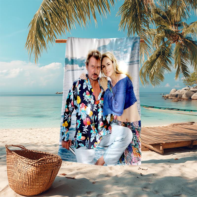 French legendary rock singer and actor Johnny Hallyday towel outdoor camping vacation swimming beach towel outdoor absorbent bath towel Y25