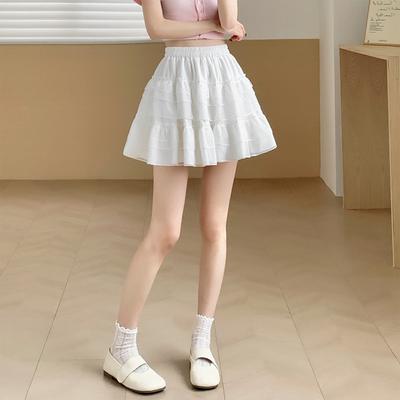 Lace Cake Skirt Lady's Summer New Skirt Princess Style White Short Skirt Age-reducing High Waist Temperament Elegant Skirt
