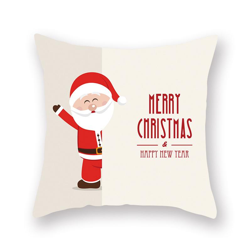 Cartoon Print Christmas Pillow Holiday Decoration Sofa Pillow Case Christmas Cushion