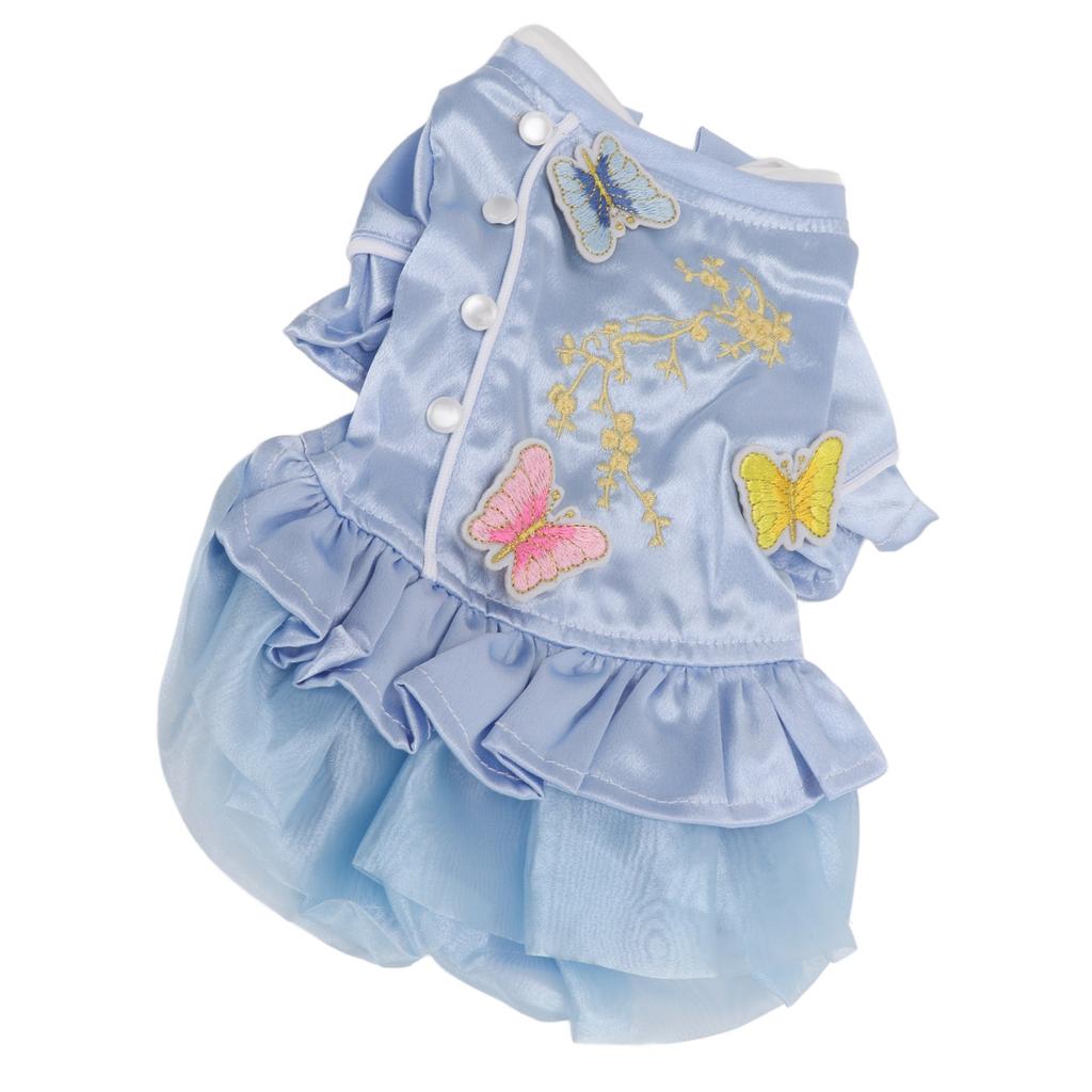 Pet Chinese Style Clothes Spring and Summer Embroidered Skirt Dog Cheongsam Clothes Suitable for