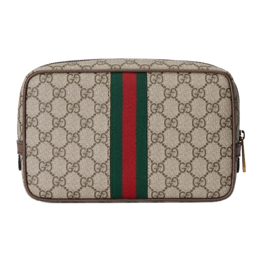 Gucci Double G Shaped Gold Tone Accessory Canvas Toiletry Bag Women toiletry bag Beige Ebony 760019-96IWT-8745