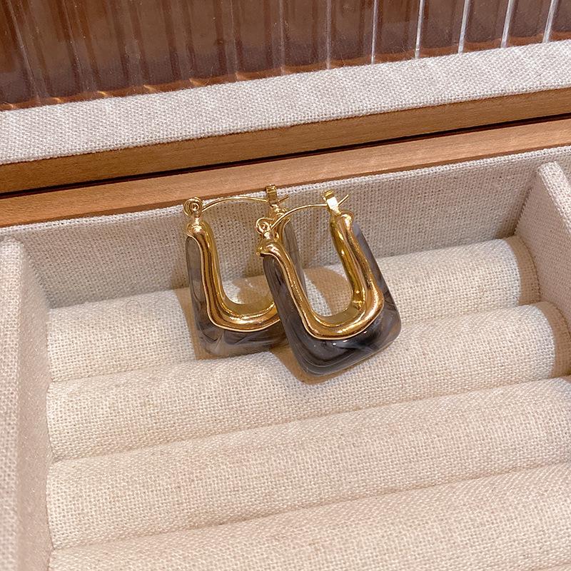 

Французские геометрические серьги из смолы - Женский ретро-стиль высокого класса