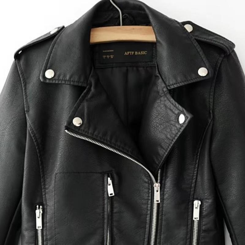 Y2k damski płaszcz jesień nowy cukierkowy kolor przystojny pasek motocyklowy motocyklowe skórzane kurtki