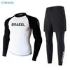Mens UV Protection Rash Guard Set Long Sleeve Top Pants Surfing Diving Snorkeling Water Sports