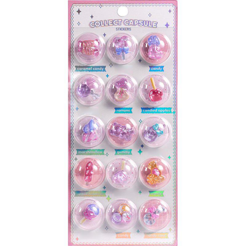 Creative 3D Capsule Embossed Crystal Sticker Kawaii 3D Relief Stickers Scrapbooking DIY Journal Cute Stationery School Sticker