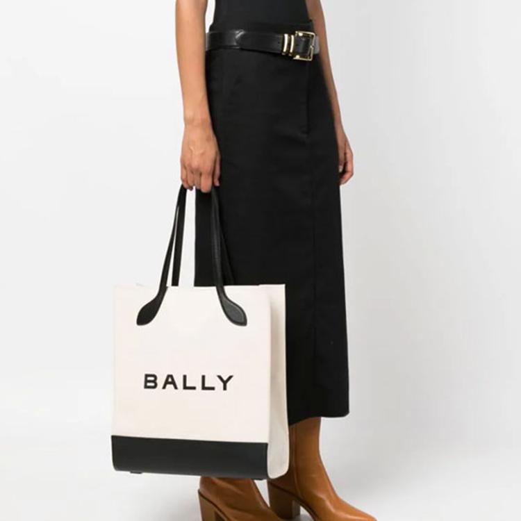 Bally Minimalist Fabric Tote Bag Shopping Bag Shoulder Handbag Regular Women Tote Bags White 6304517