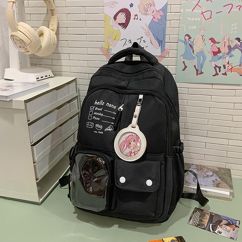Cute Girl Backpack High School Student Schoolbag Japanese Casual Versatile Travel Contrast Color Large Capacity Backpack Couple