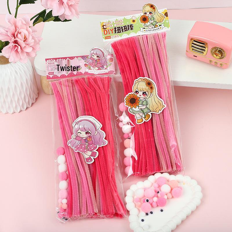 100-Pack Eco-Friendly Glitter Pipe Cleaners - DIY Educational Tinsel Chenille Stems for Kids