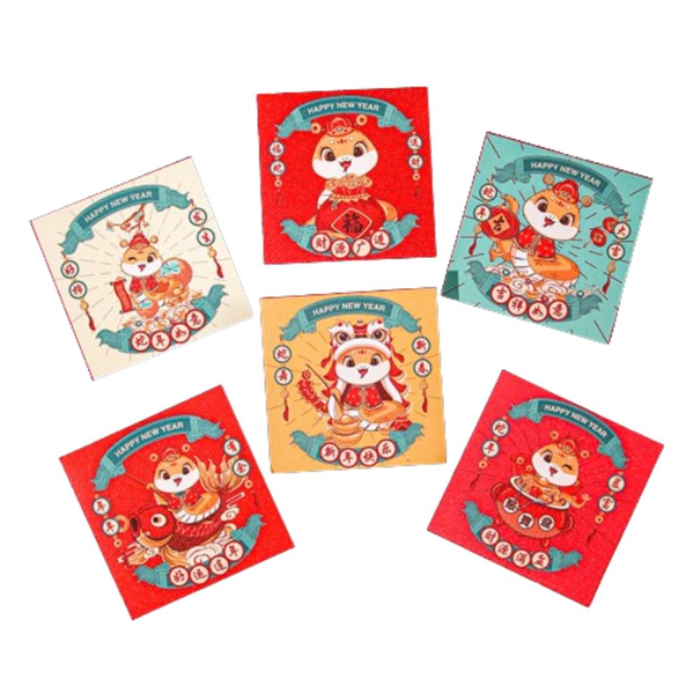 

6pcs Chinese Style Snake Year Red Envelopes Blessing Traditional Good Lucky Money Bags Hongbao 2025 New Year Money Pocket