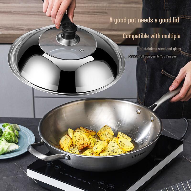 Jinlongxing Stainless Steel Tempered Glass Wok Lid
