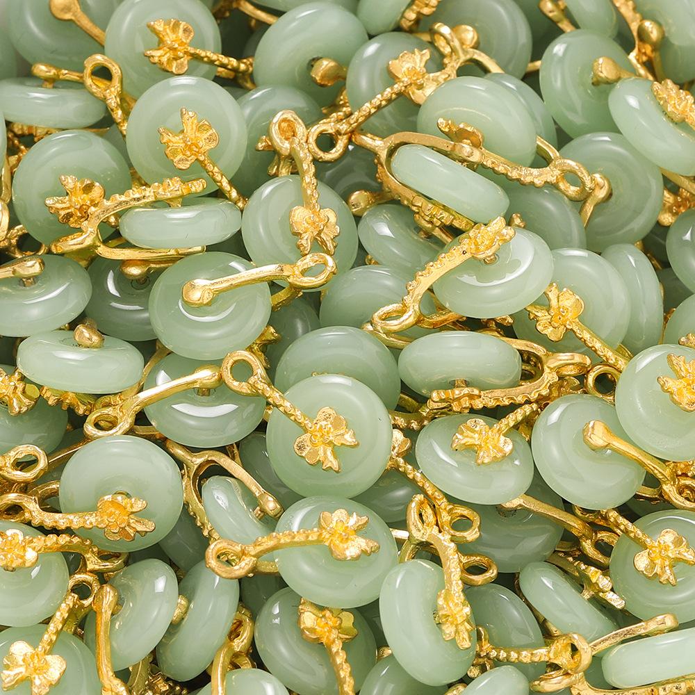 

2 шт. стеклянный сплав инкрустированный нефритовый кулон с пряжкой безопасности облачный замок кулон ручной работы браслет ожерелье антикварные аксессуары для одежды