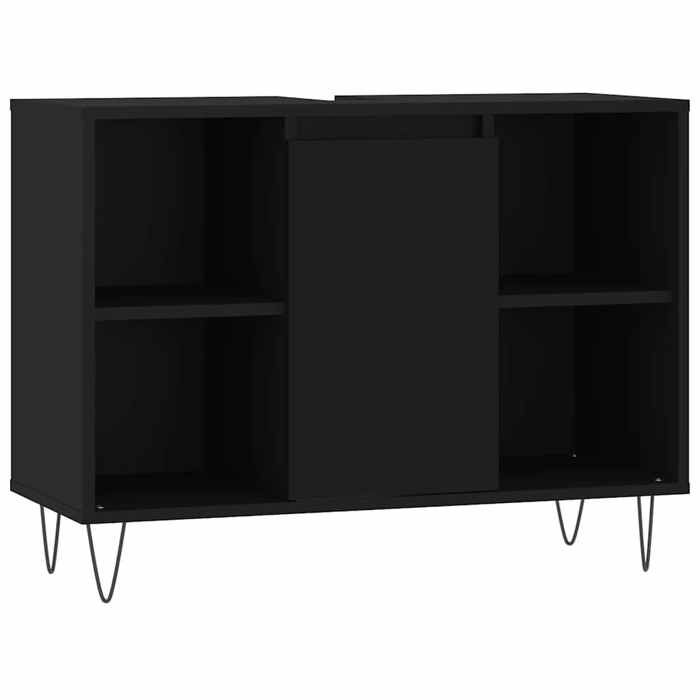 VidaXL Armoire de salle de bain noir 80x33x60 cm bois d'ingénierie 831629