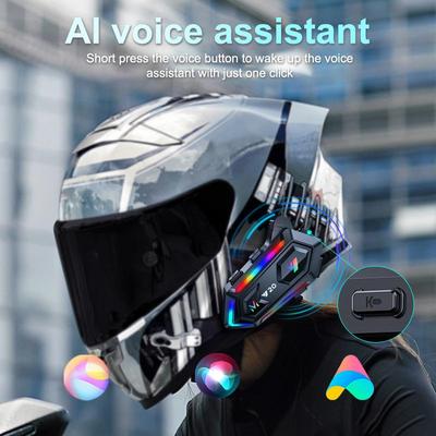 Y20 Motorcycle Helmet Bluetooth Headset Motorcycle Waterproof Helmet Stereo Rgb Earphone Speaker Dustproof Noise Canceling