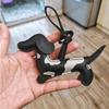 PU Klíčenka Dachshund Ručně vyrobený Zvířecí přívěsek na tašku DIY Štěně PU Kožený Kroužek na klíče Ozdoba na klíče
