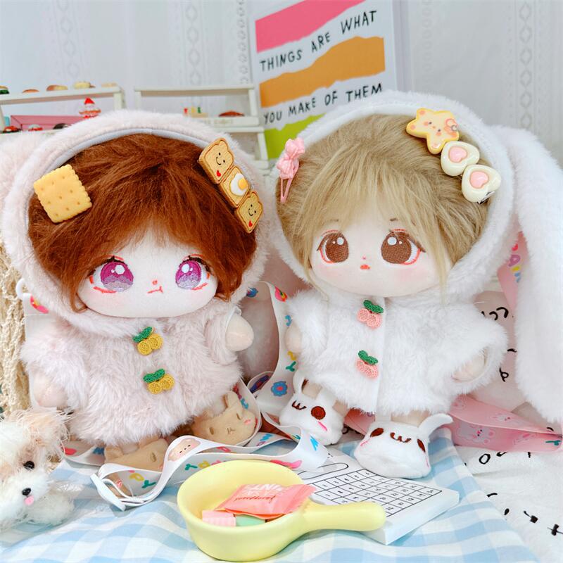 20cm Cotton Doll Set: Star, Cherry, Rabbit, Bear Dolls with Bag, Messenger Bag, and Plush Coat.
