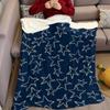 Marineblau Goldrand Stern Flanell Decke Warm Weich Halloween Weihnachten Sofa Warm Gemütlich Dekorative Deko Geschenk Für Alle Jahreszeiten