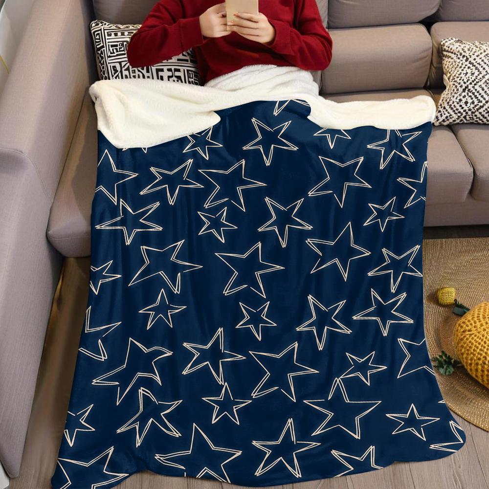 Marineblau Goldrand Stern Flanell Decke Warm Weich Halloween Weihnachten Sofa Warm Gemütlich Dekorative Deko Geschenk Für Alle Jahreszeiten