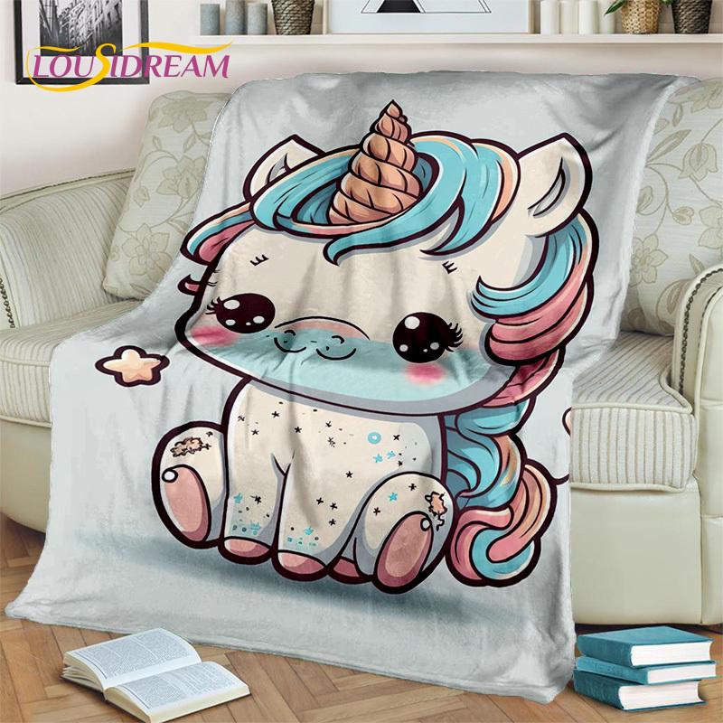 Cobertor de presente de aniversário de menina unicórnio fofo de desenho animado 3D, cobertor macio para casa, quarto, cama, sofá, piquenique, capa de viagem, cobertor para crianças