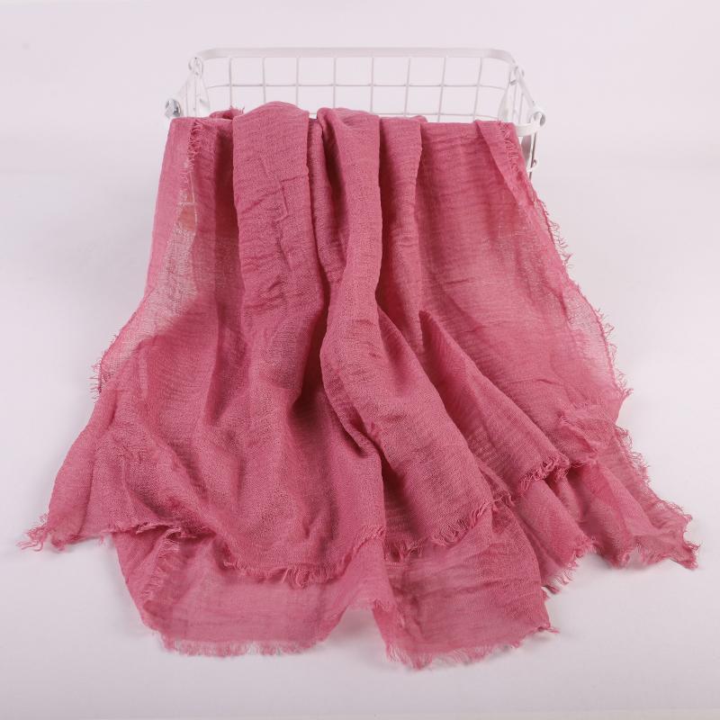 Ramadan Cotton Crinkle Headband Veil Scarves Women Solid Color  Head Wraps Long Scarves Turban Headband Muslim Fashion Headscarf