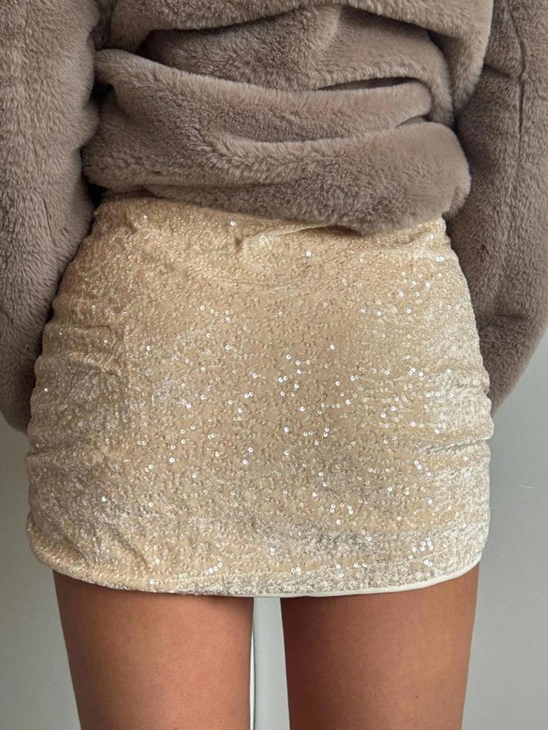 2025 Autumn Spicy Girl European Style Sequin Slim Fit Skirt