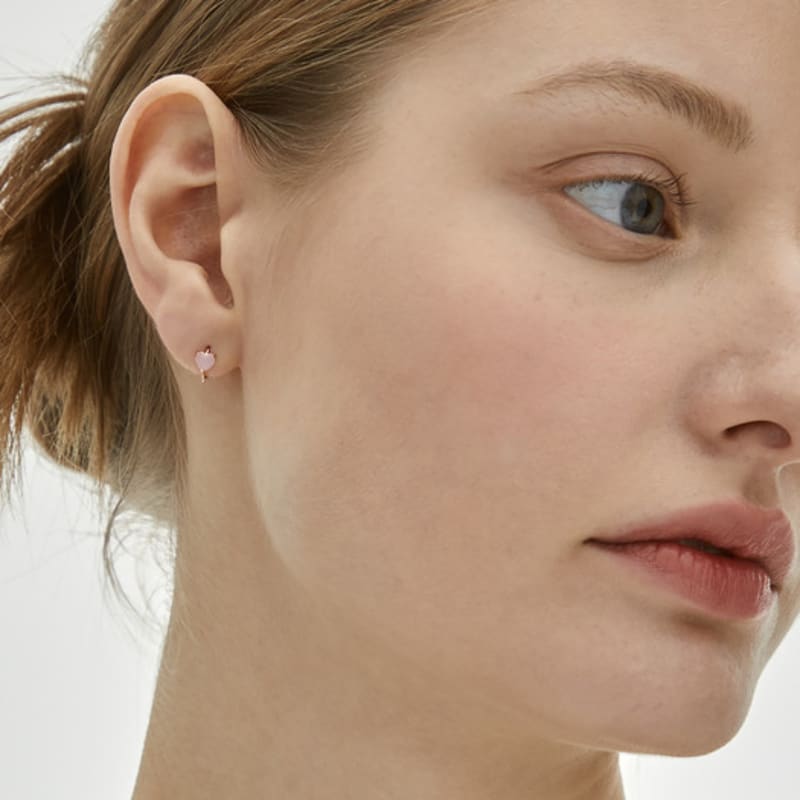 Own 14K Jelly Heart One-Touch Earrings (Individual)