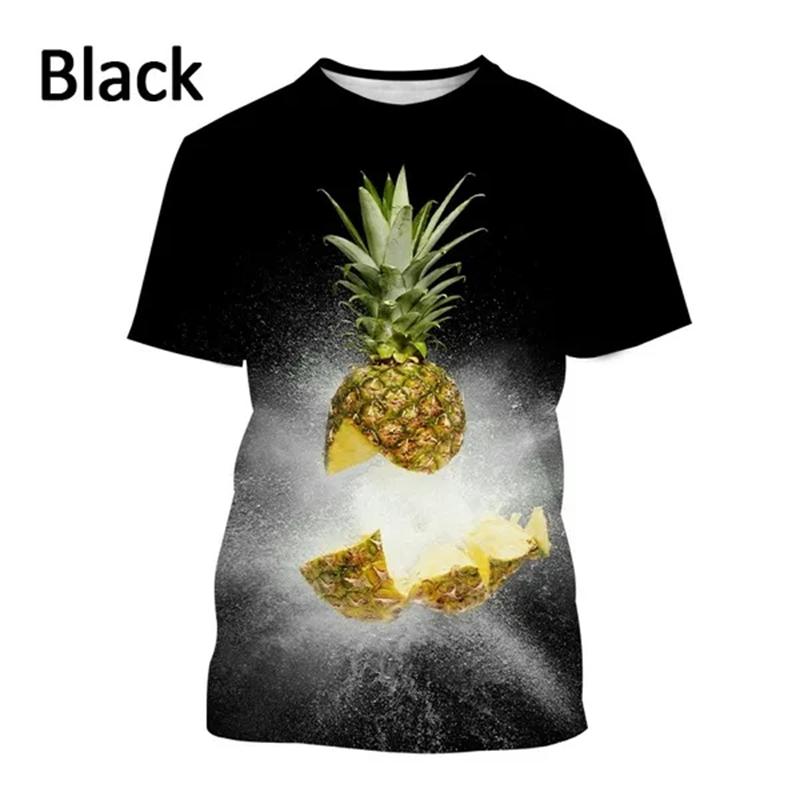 Summer New Pineapple Pattern 3D Printing Short-sleeved Breathable T Shirt Men's Women's Tropical Fruit Graphic Streetwear Tops