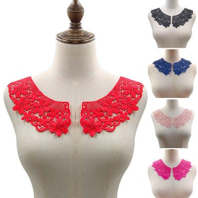 1 Pair Embroidered Collar Women Lace Neckline Hollow Lace Fabric Trim Applique for DIY Sewing Halloween Cosplay