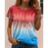 Fashion Color Gradient Print Women's T-Shirt Casual O-neck Short Sleeve Tee Street Trend Harajuku Female Top Summer Loose Blouse